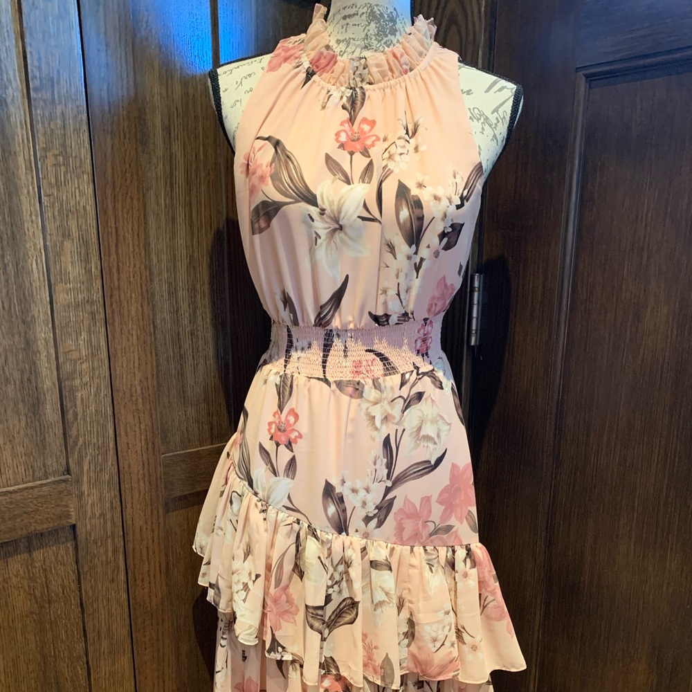 Blush pink tiered dress